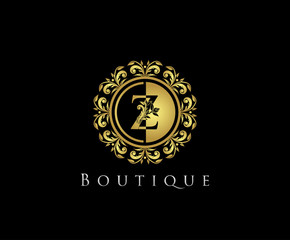 Golden Z Boutique Logo Icon, Luxury Z Letter Logo Design.