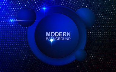 Dark blue background with a round frame with a rim and with sparkling mosaic