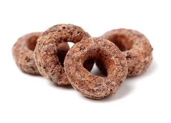 Chocolate donuts on white background
