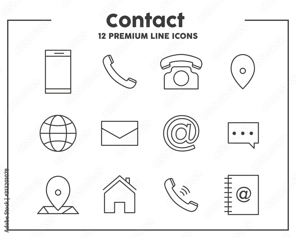 Aufkleber contact thin line icon. interface concept. vector illustration symbol elements for web design and ap