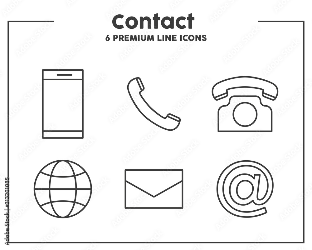 Aufkleber contact thin line icon. interface concept. vector illustration symbol elements for web design and ap