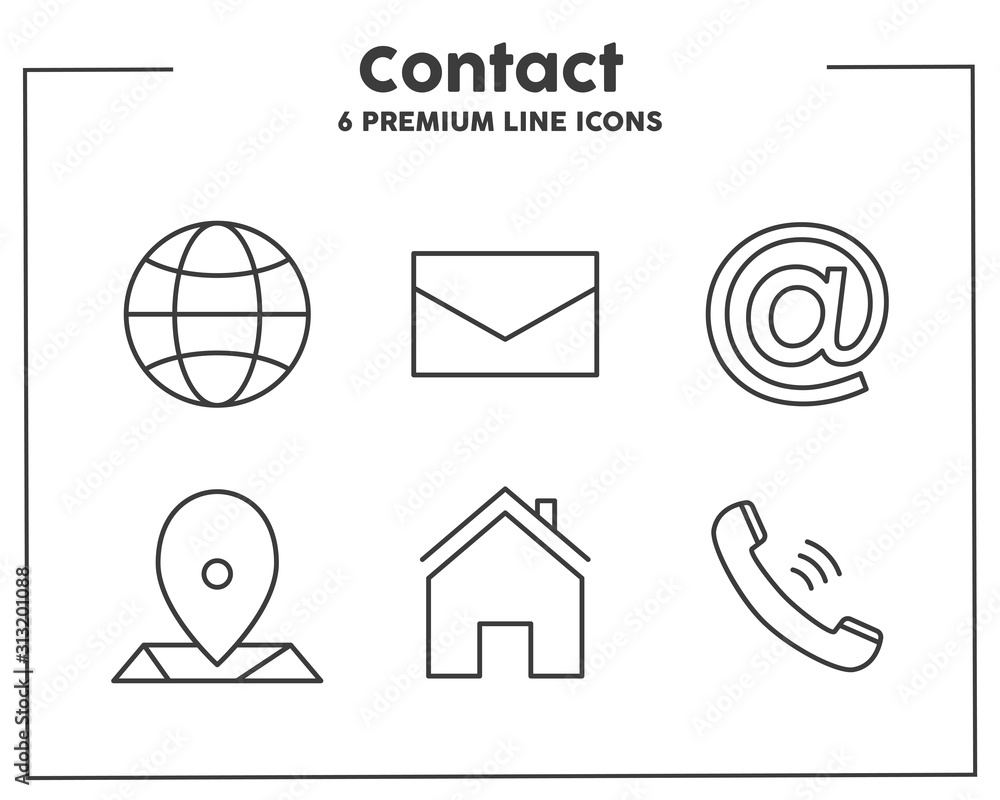 Aufkleber contact thin line icon. interface concept. vector illustration symbol elements for web design and ap