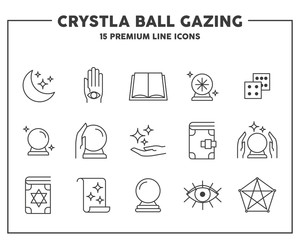 Crystal ball gazing thin line icon. Concept of fortune tellers. Vector illustration symbol elements for web design and apps.