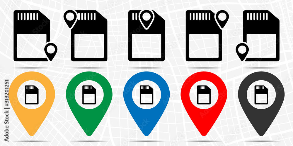 Poster sd memory card icon in location set. simple glyph, flat illustration element of technology theme ico