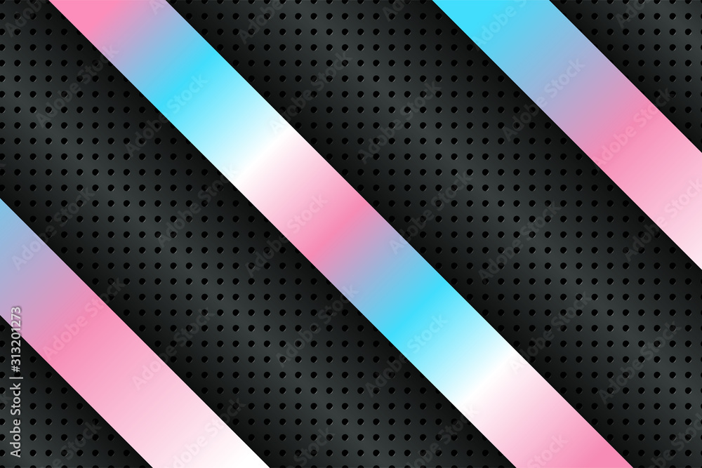Poster minimal geometric background. dynamic diagonal gradient blue, pink, white shapes composition. circle