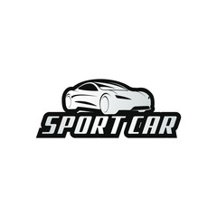 Obraz premium Car logo template vector design element vintage style for label or badge retro illustration. Car silhouette. Car design logo.