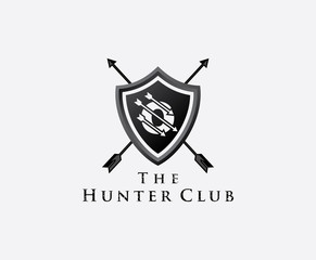 O Hunter Club Logo, O Letter Shield Letter Logo Icon. 