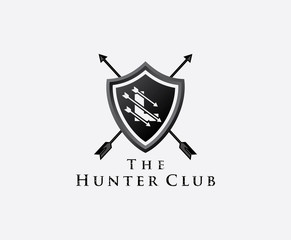 L Hunter Club Logo, L Letter Shield Letter Logo Icon. 