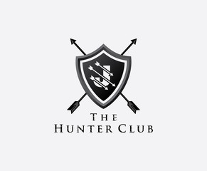 J Hunter Club Logo, J Letter Shield Letter Logo Icon. 