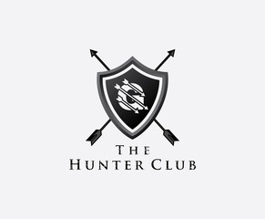G Hunter Club Logo, G Letter Shield Letter Logo Icon. 