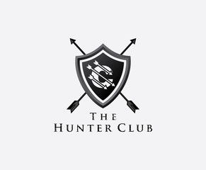 C Hunter Club Logo, C Letter Shield Letter Logo Icon. 