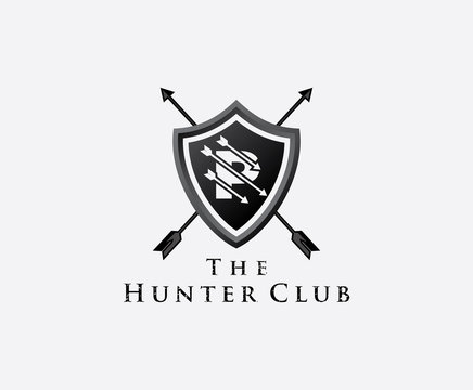P Hunter Club Logo, P Letter Shield Letter Logo Icon. 