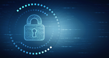 2d illustration Safety concept: Closed Padlock on digital background