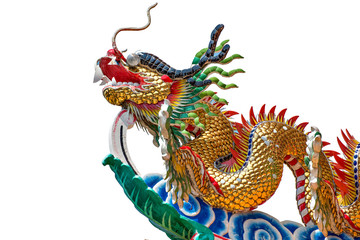 Chinese Dragon Sculpture on White Background