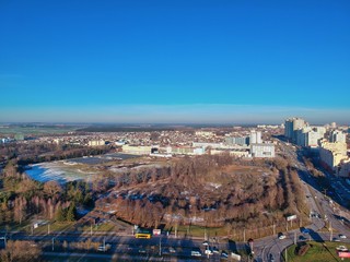 Aerial view of Minsk, Belarus in winter