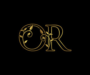 Golden O, R and OR Luxury Logo Icon, Classy Letter Logo Design.