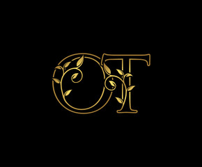 Golden O, T and OT Luxury Logo Icon, Classy Letter Logo Design.