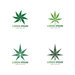 Set Cannabis marijuana hemp leaf logo and symbol