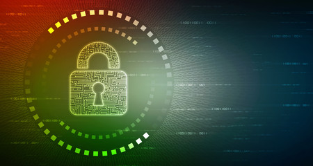 2d illustration Safety concept: Closed Padlock on digital background