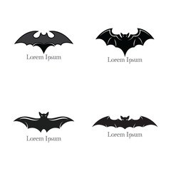 Set of Bat open wings Logo concept elements icon template