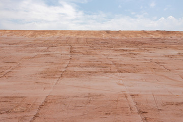 Wide dirt ground floor space construction site horizon view