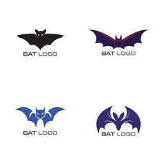 Set of Bat open wings Logo concept elements icon template