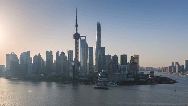 time lapse of shanghai pudong financial center in morning , China