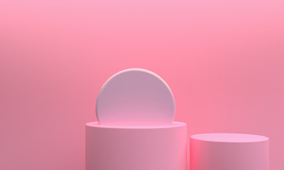 Minimalist pink abstract shape scene, 3d rendering.