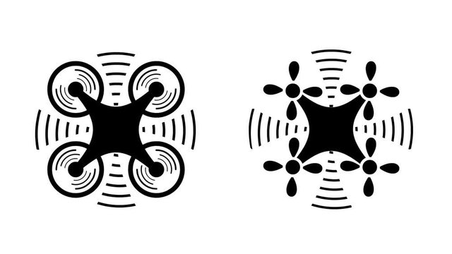 Animated Quadcopter Drone Icon 4K Loop Footage with Radio Waves