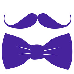 Man icon with moustache and a bow tie isolated on white. Vector illustration of man symbol.