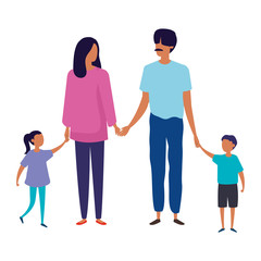 Fototapeta premium parents with sons avatar characters