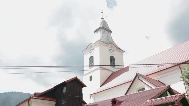 View of the hungarian reformer church in Rimetea, Torocko