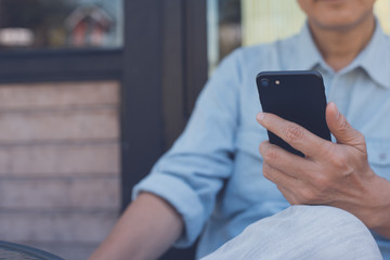 Man using smartphone