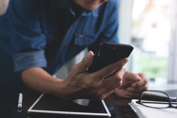 Working in modern office