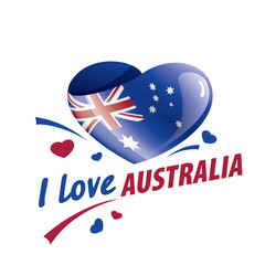 The national flag of the Australia and the inscription I love Australia. Vector illustration