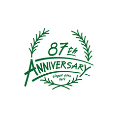 87 years design template. Eighty seventh years logo. Vector and illustration. 