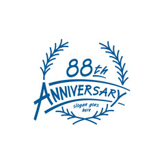 88 years design template. Eighty eighth years logo. Vector and illustration. 