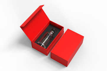 Whiskey decanter bottle Gift Box for branding and mock up. 3d render illustration.