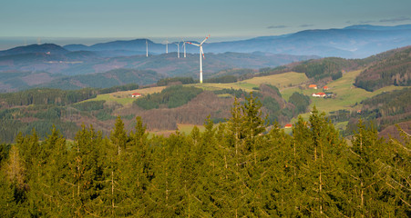 Obraz premium Blick vom Hünersedelturm in Freiamt in die Rheinebene und den Schwarzwald