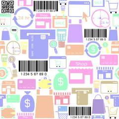 shopping seamless pattern background icon.