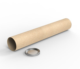 Blank Kraft Paper Tube Mock up For Branding. 3d render illustration.