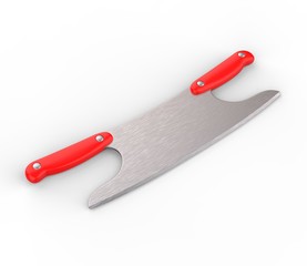 Blank Big Pizza Cutter For Promotional Branding. 3d render illustration.