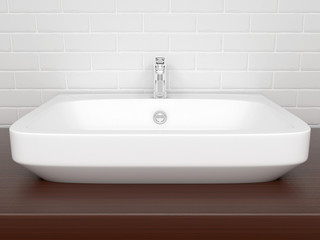 Bathroom basin with faucet. Interior design