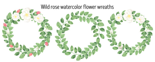 Wild rose watercolor wreath flower wreath white rose white flower wedding