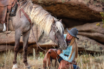 cowgirl with  horse