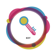 Key icon, modern minimal flat design style