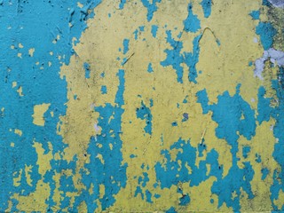 Blue grunge wall. Contemporary closeup for lifestyle design. Wallpaper pattern. Old dirty wall texture. Design template.