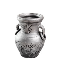 Painted clay amphora. Isolated on white background.