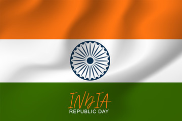 India Republic Day Background. National Indian holiday design concept with waving flag. Vector illustration.