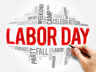 Labor Day word cloud collage, holiday concept background